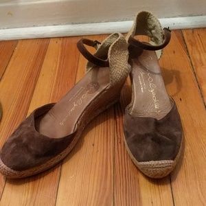Brown suede wedges
